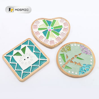 Creative Handmade Mosaic Tiles Kits Cocktail Coasters Diy Mosaic Bamboo Coasters for Crafts