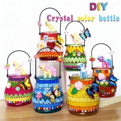 SPAHK22-Handmade DIY mosaic graduation commemorative gift glass candle holder crafts material package
