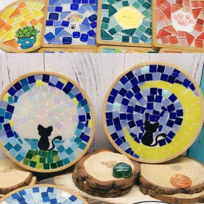 SPAHK11-handmade DIY mosaic development intellectual bamboo coaster material package