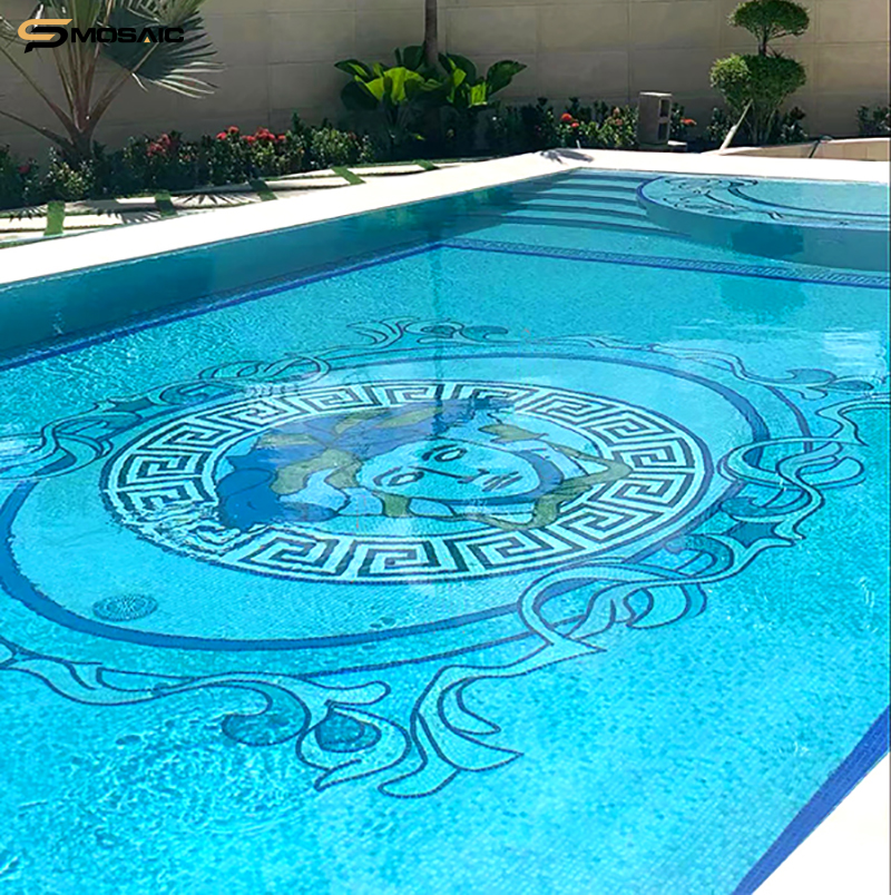 swimming pool art mosaic tile pattern custom Panama project