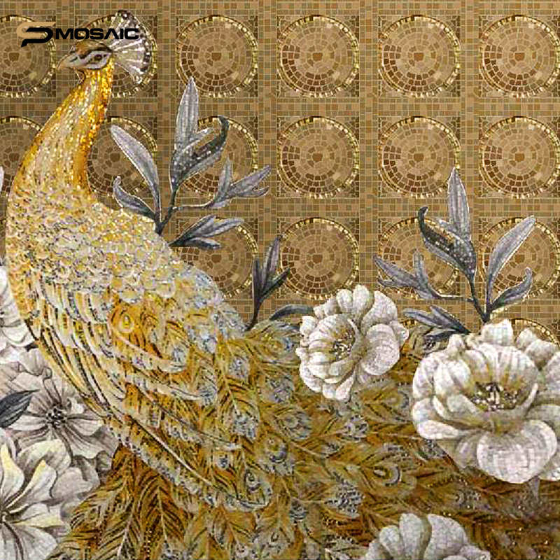 Sp mosaic glass mosaic gold art mural mosaic living room 