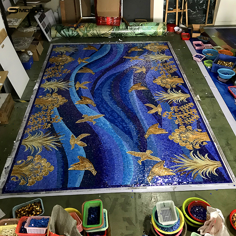 Sp mosaic Flower mosaic cut Crystal art mosaic floor Custom 